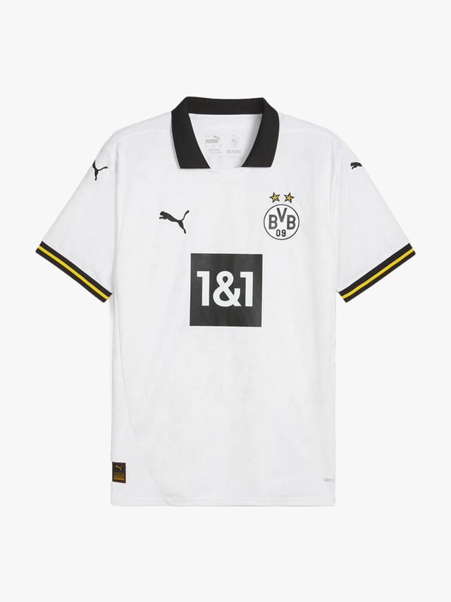 Maillot Third Borussia Dortmund 2024/2025 blanc, touches noires et jaunes, code promo DNZ